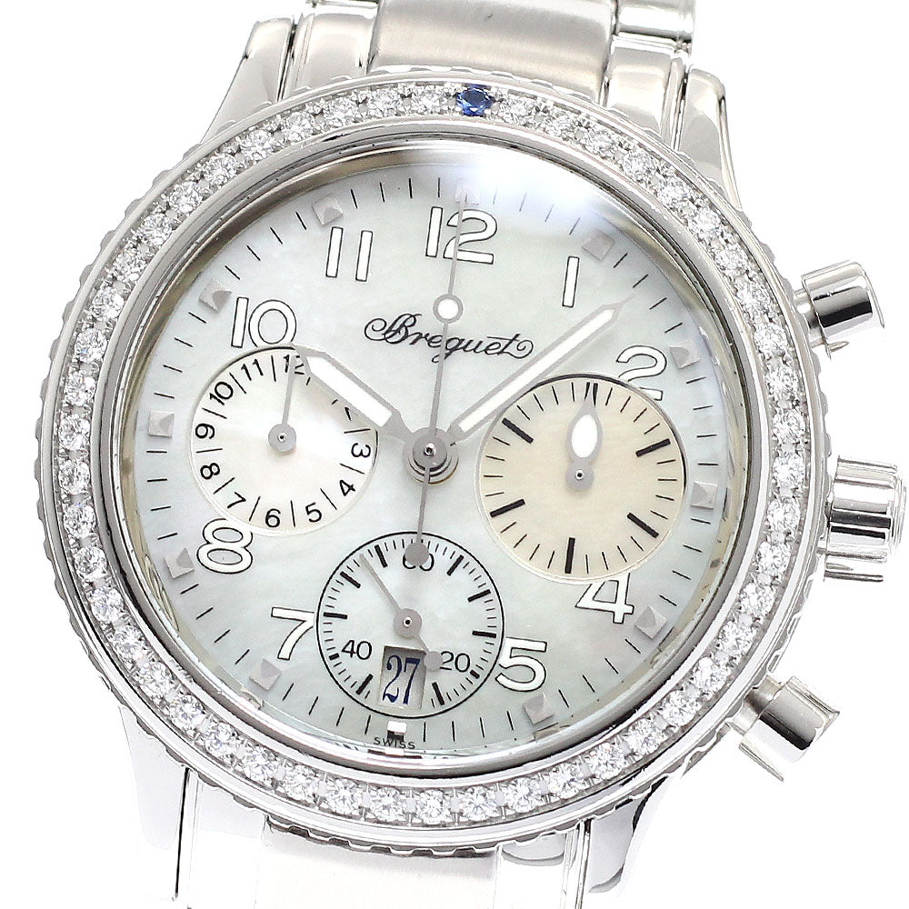Breguet Transatlantic 4821ST/59/S76 D000 Date chronograph diamond bezel White shell Dial Automatic Ladies Watch_930191