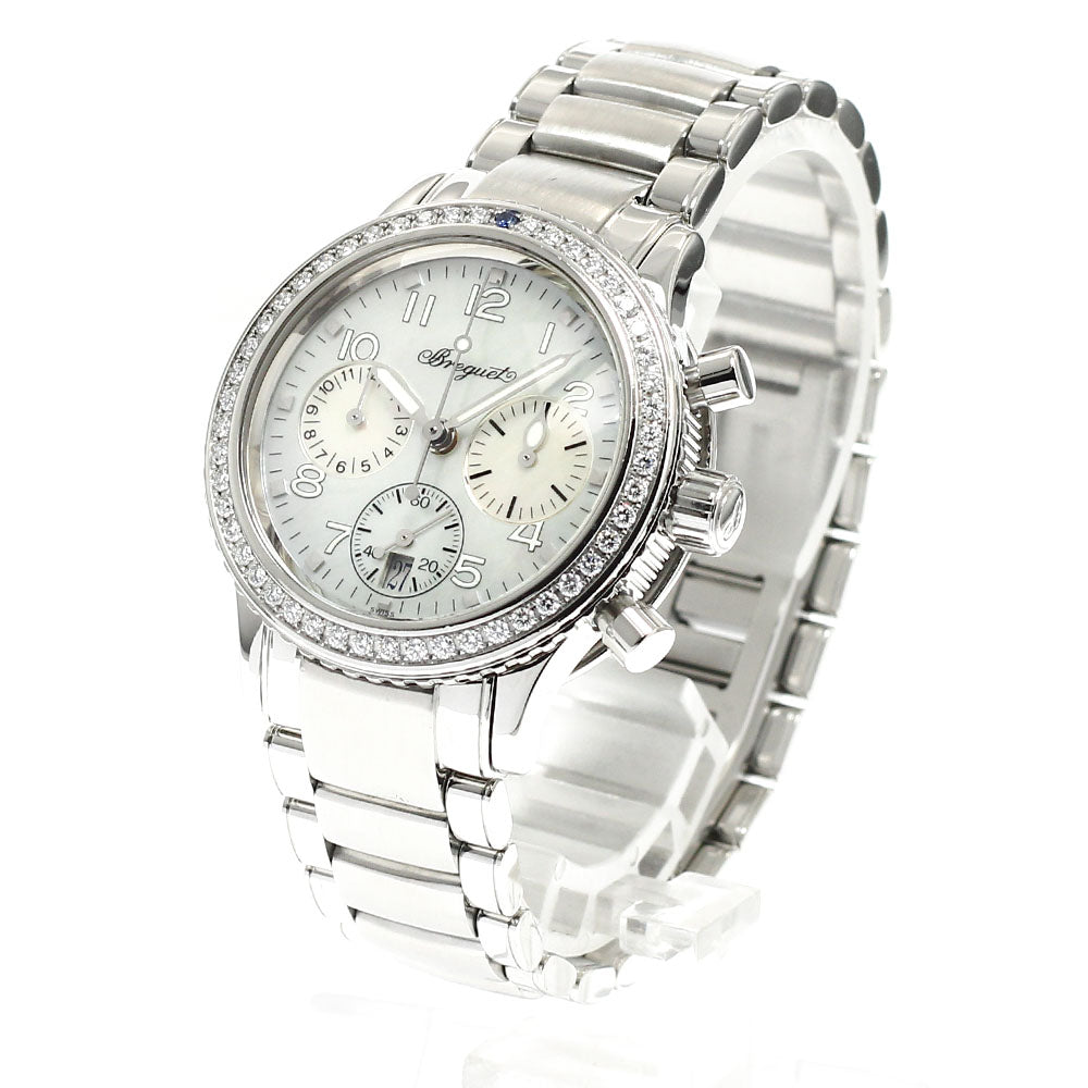 Breguet Transatlantic 4821ST/59/S76 D000 Date chronograph diamond bezel White shell Dial Automatic Ladies Watch_930191