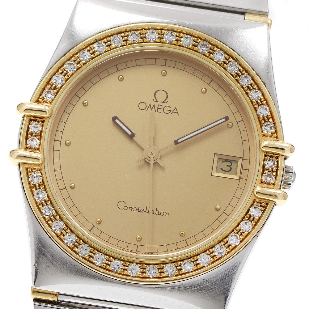 OMEGA Constellation diamond bezel half bar gold Dial Quartz Men's Watch_930201