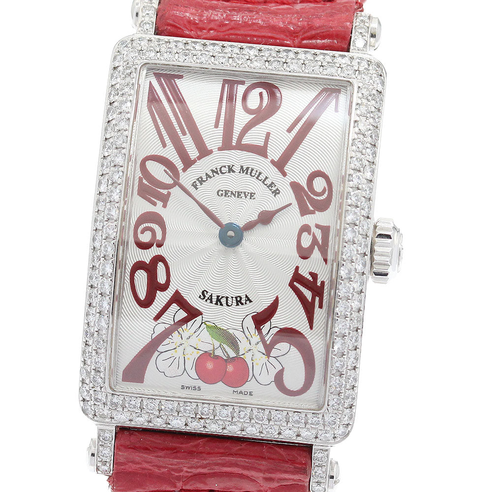 FRANCK MULLER Long Island SAKURA 902QZD K18WG diamond bezel Silver Dial Quartz Ladies Watch_930231