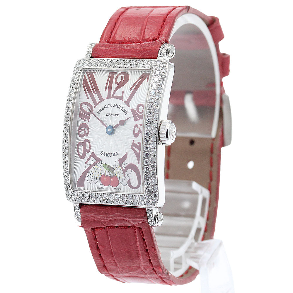 FRANCK MULLER Long Island SAKURA 902QZD K18WG diamond bezel Silver Dial Quartz Ladies Watch_930231