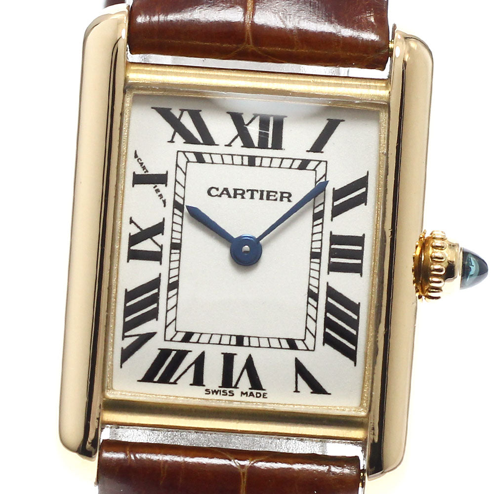 CARTIER Tank Louis SM W1529856 18K Yellow Gold beige Dial Quartz Ladies Watch_930514