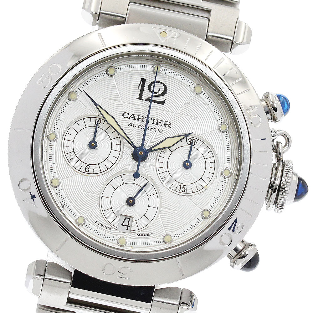 CARTIER Pasha 38mm W31030H3 Chronograph Silver Dial Automatic Men's Watch_930521
