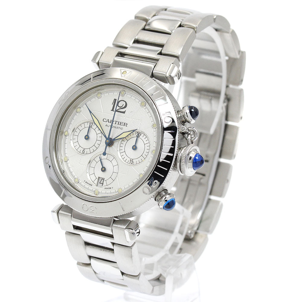 CARTIER Pasha 38mm W31030H3 Chronograph Silver Dial Automatic Men's Watch_930521
