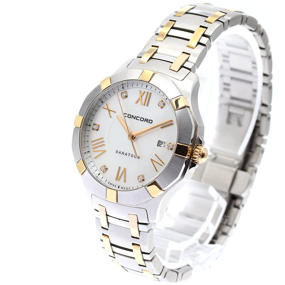 Concord Saratoga 02.3.15.1061 6P diamond date White shell Dial Quartz Ladies Watch_930579