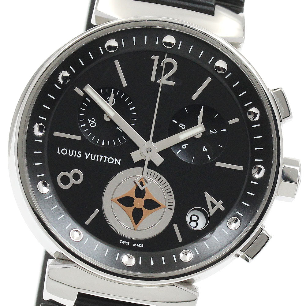 LOUIS VUITTON Tambour Moonstar GM Q8D11 Chronograph black Dial Quartz Men's Watch_930646