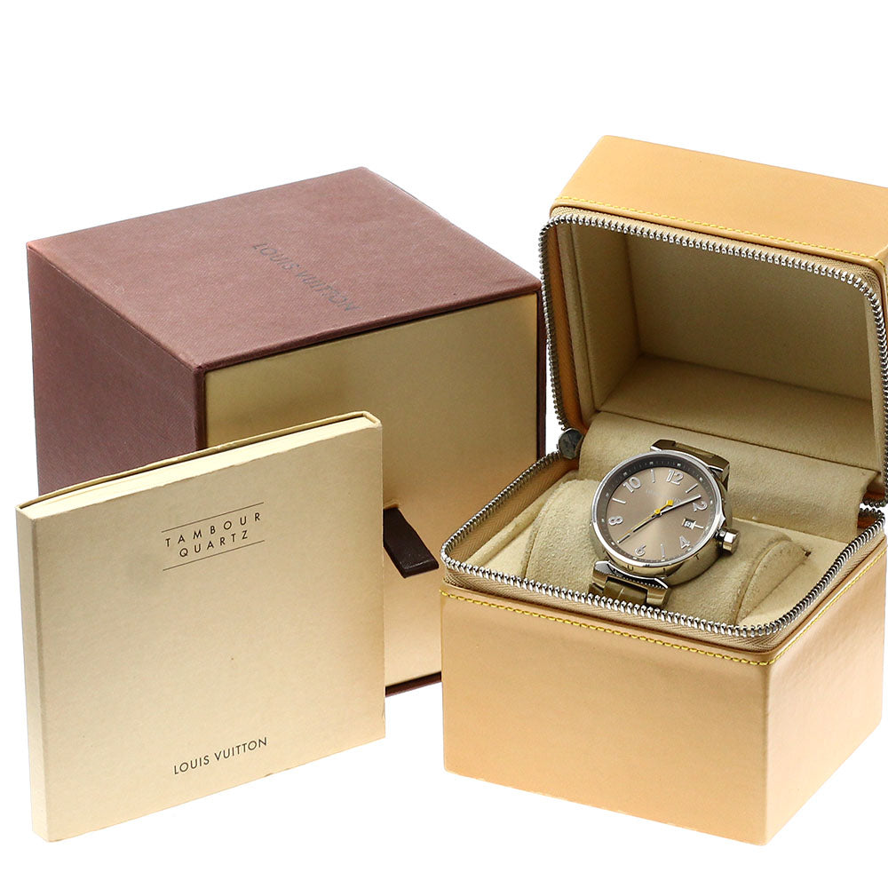 LOUIS VUITTON Tambour Q1112 Date Brown Dial Quartz Men's Watch_930668