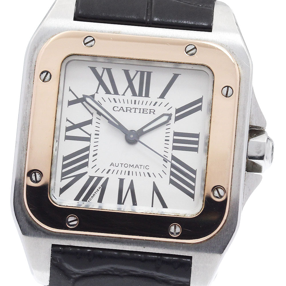 CARTIER Santos 100MM W20107X7 PG bezel Silver Dial Automatic Boy's Watch_930682