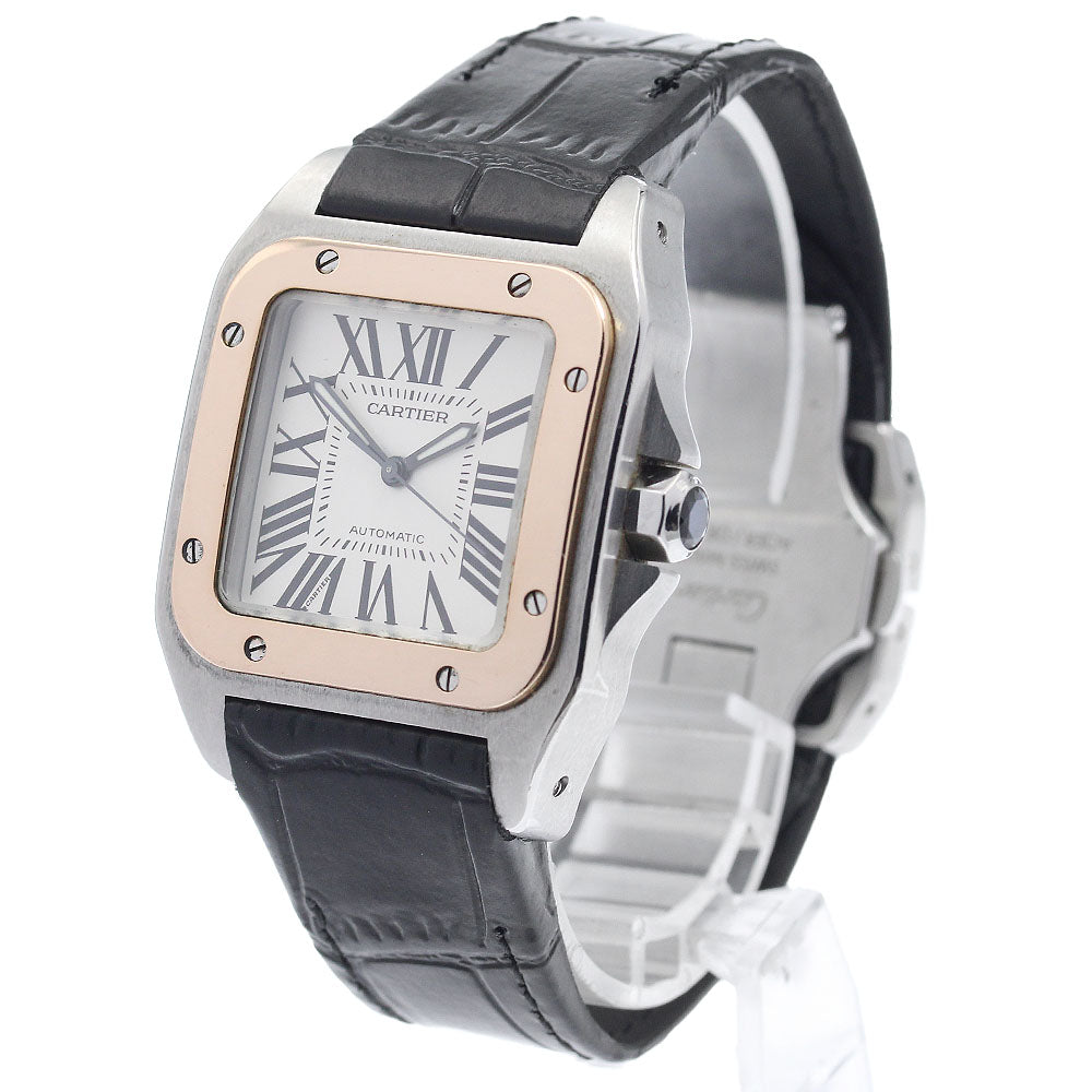CARTIER Santos 100MM W20107X7 PG bezel Silver Dial Automatic Boy's Watch_930682