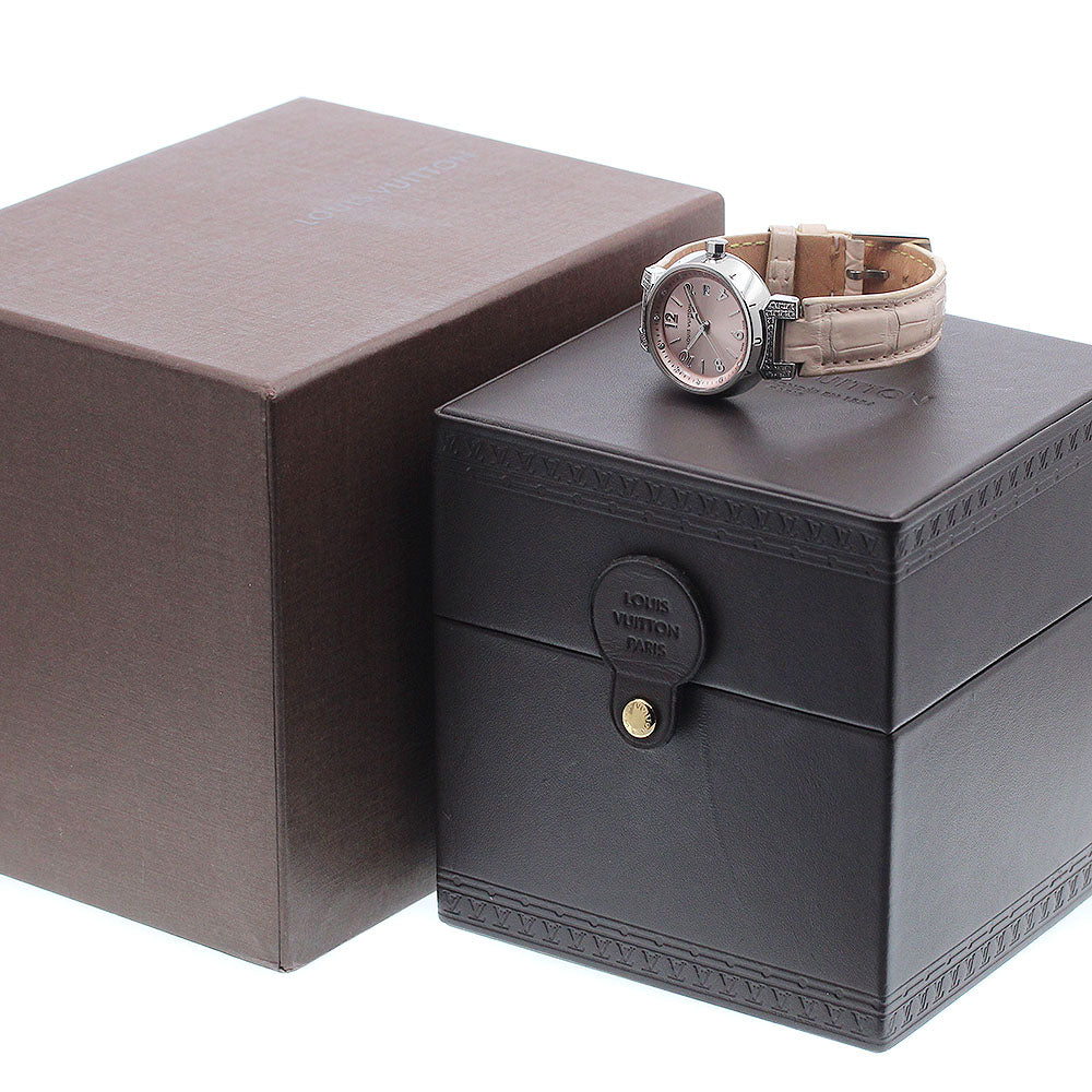 LOUIS VUITTON Tambour Blush Diamon PM Q121Y 12P lug diamond pink Dial Quartz Ladies Watch_930804