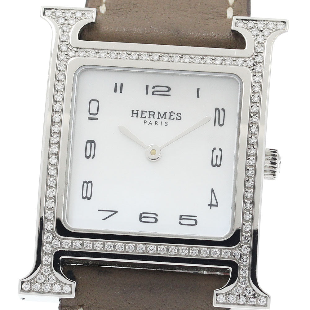 HERMES H watch HH1.531 Diamond bezel White shell dial White shell Dial Quartz Ladies Watch_930875
