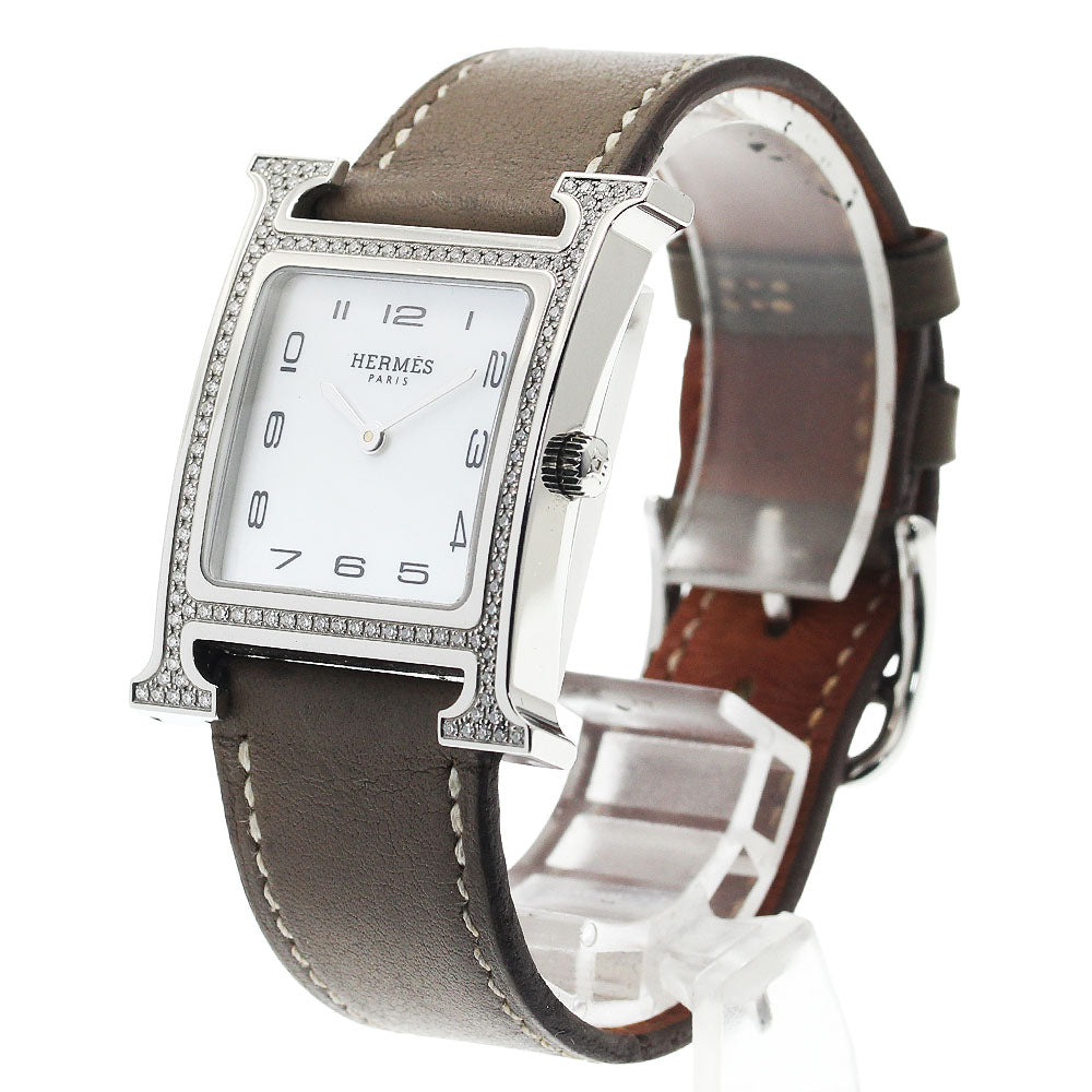HERMES H watch HH1.531 Diamond bezel White shell dial White shell Dial Quartz Ladies Watch_930875