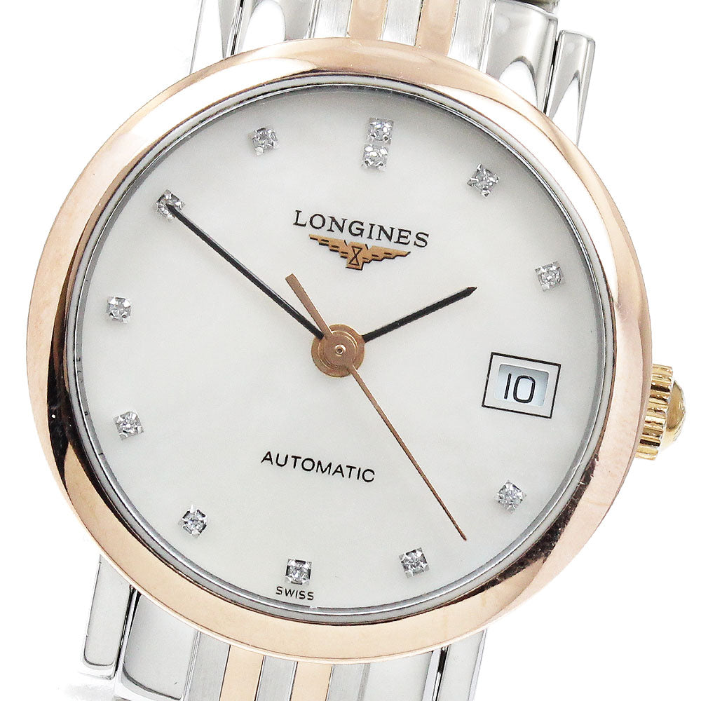 LONGINES Elegant collection L4.309.5 12P diamond shell White shell Dial Automatic Ladies Watch_931006