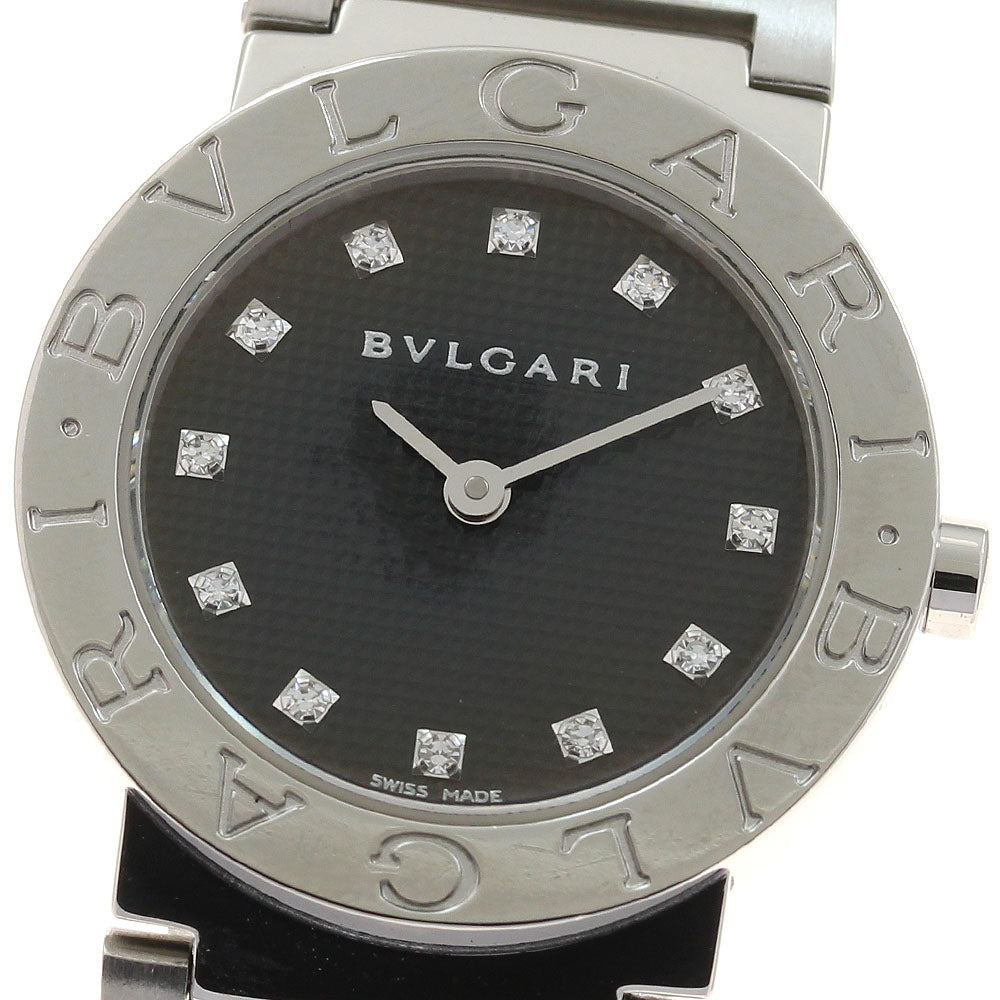 BVLGARI BVLGARIBVLGARI BB26SS 12P diamond black Dial Quartz Ladies Watch_931033