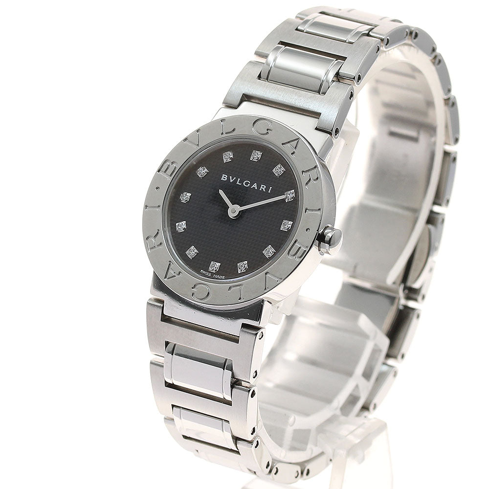 BVLGARI BVLGARIBVLGARI BB26SS 12P diamond black Dial Quartz Ladies Watch_931033