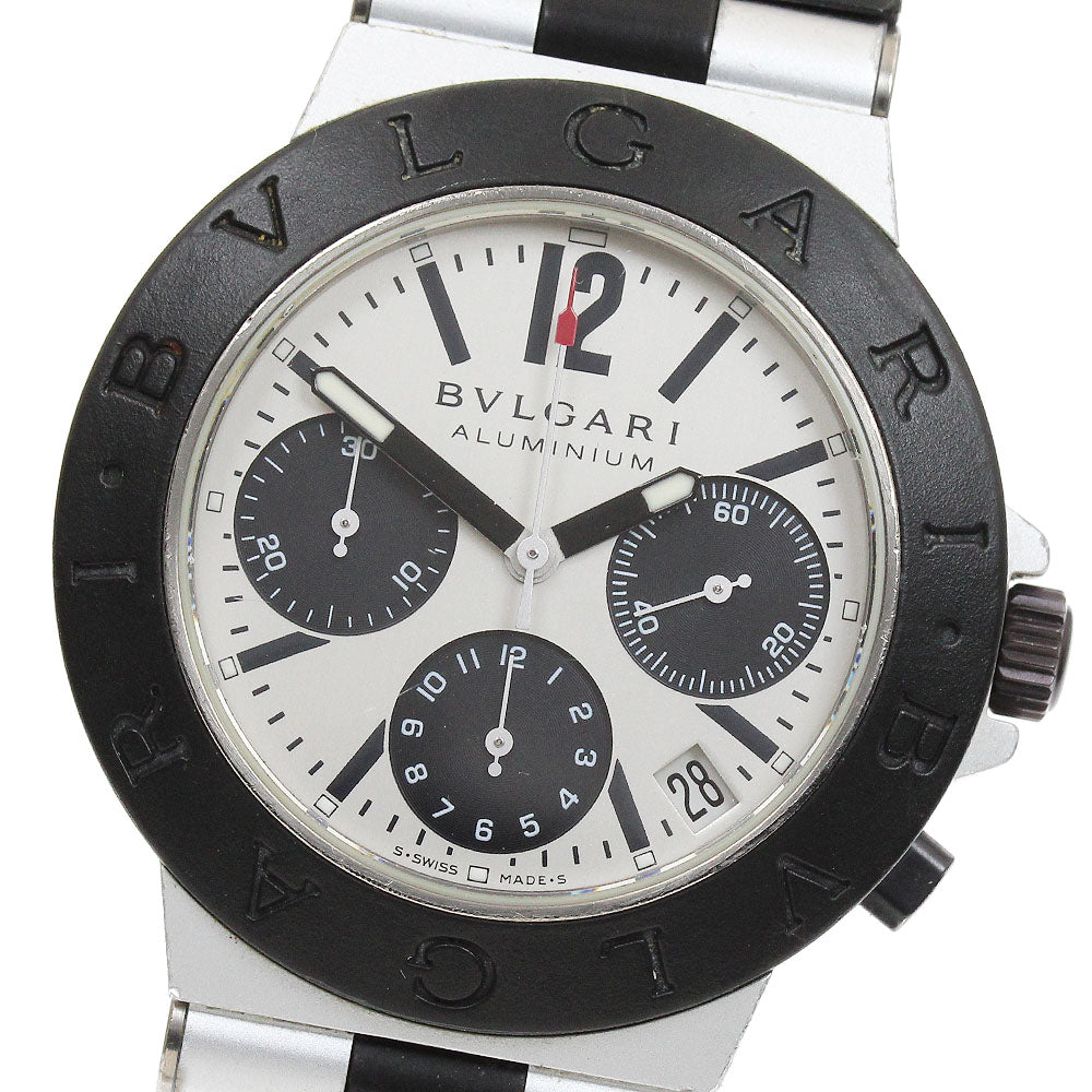 BVLGARI aluminum AC38TA Date Chronograph Silver / Black Dial Automatic Men's Watch_931552