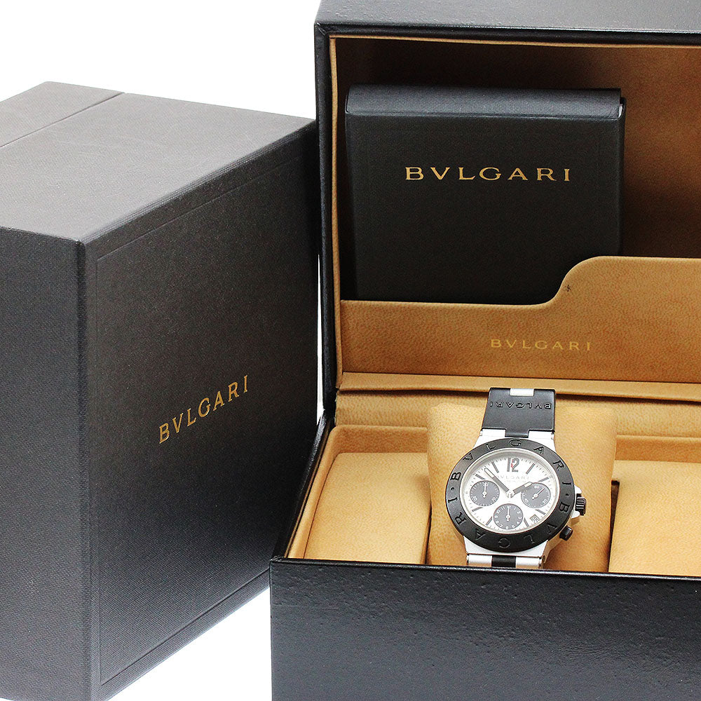 BVLGARI aluminum AC38TA Date Chronograph Silver / Black Dial Automatic Men's Watch_931552