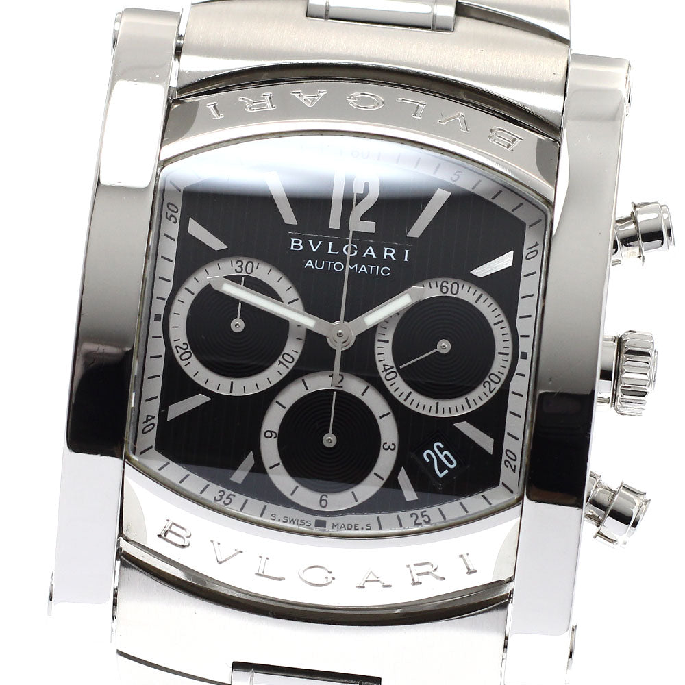 BVLGARI Assioma AA48SCH Chronograph Date Black Dial Automatic Men's Watch_931680