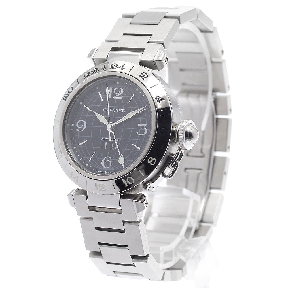 CARTIER Pasha C Meridian W31049M7 Date Black Dial Automatic Boy's Watch_931800