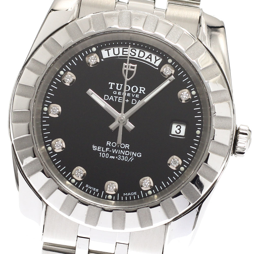 TUDOR Classic Date Day 23010 10P diamond black Dial Automatic Men's Watch_932016