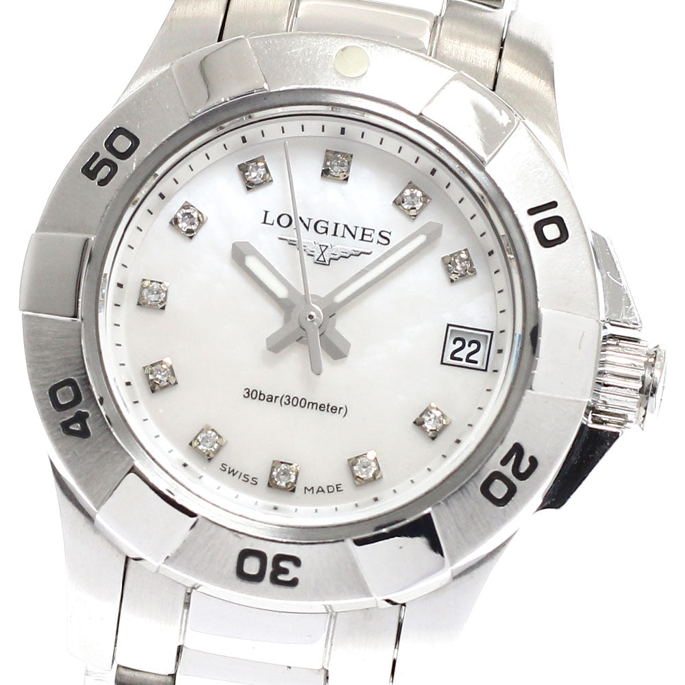 LONGINES Hydro Conquest L3.198.4 11P diamond shell dial White shell Dial Quartz Ladies Watch_932139