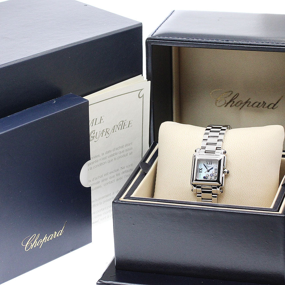 Chopard Happy sports 27/8893-23 5P diamonds 2P blue sapphires White shell Dial Quartz Ladies Watch_932181