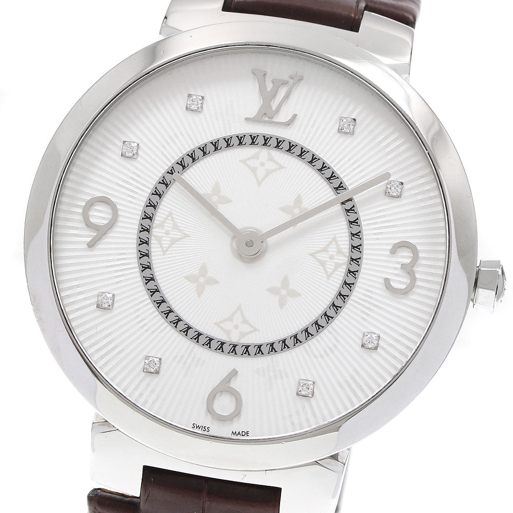 LOUIS VUITTON Tanbur slim Q1E01 8P diamond Silver Dial Quartz Men's Watch_932189