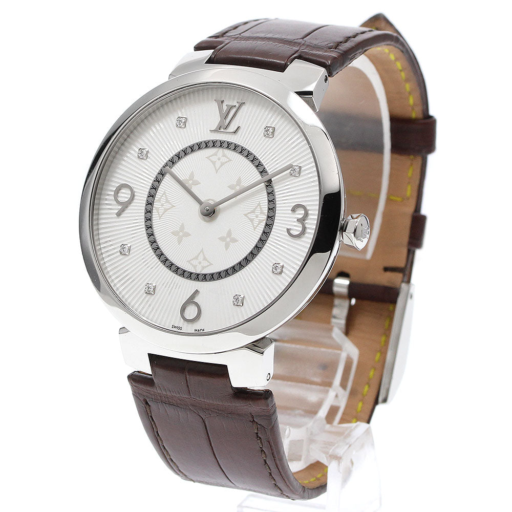 LOUIS VUITTON Tanbur slim Q1E01 8P diamond Silver Dial Quartz Men's Watch_932189
