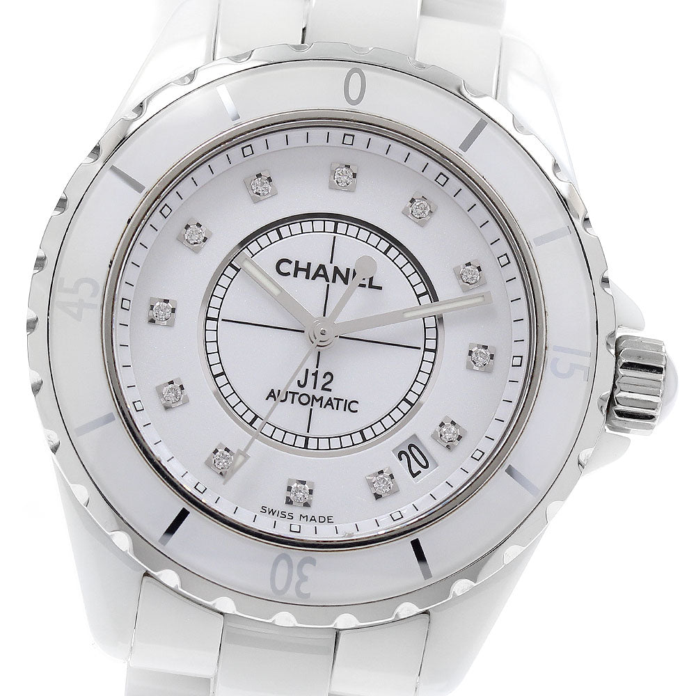CHANEL J12 H1629 38mm White Ceramic 12P Diamond Automatic Men's Watch_932363