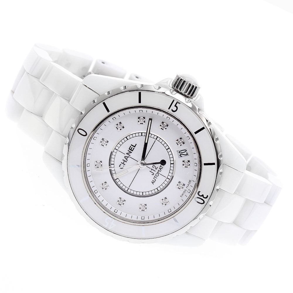 CHANEL J12 H1629 38mm White Ceramic 12P Diamond Automatic Men's Watch_932363