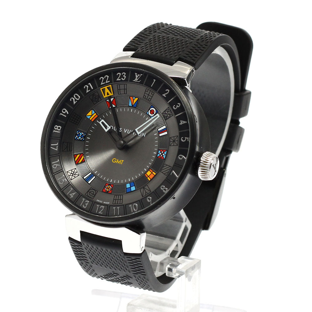 LOUIS VUITTON Tambour Moon Dual Time QA097 GMT gray Dial Quartz Men's_932378