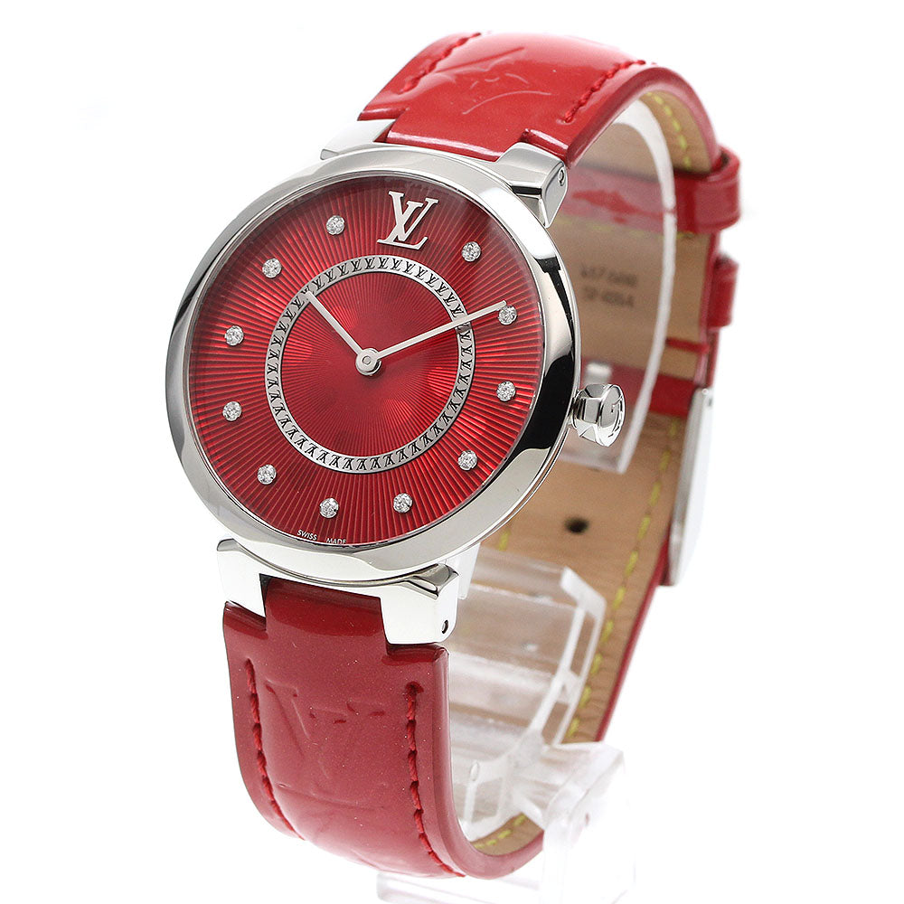 LOUIS VUITTON Tanbur slim Q1G07 11P diamond Red Dial Quartz Ladies Watch_932486