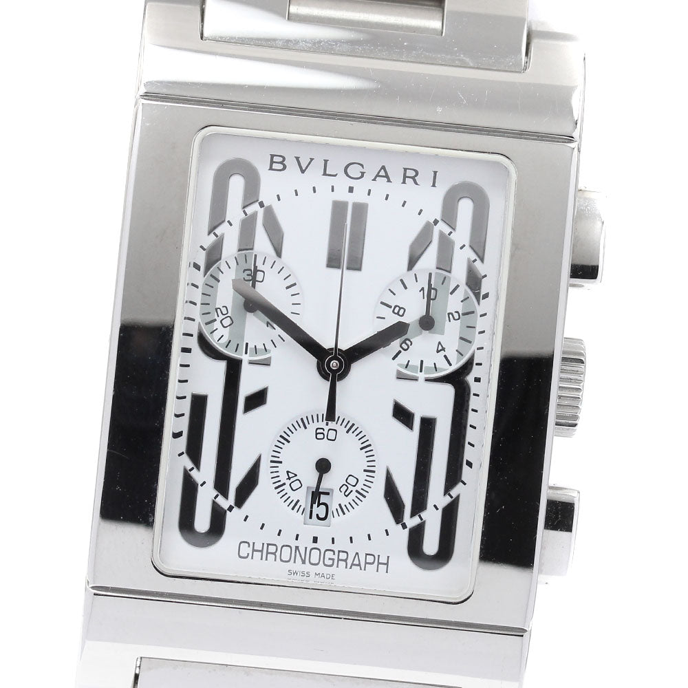 BVLGARI Rettangolo RTC49S Date Chronograph white Dial Quartz Men's Watch_932764