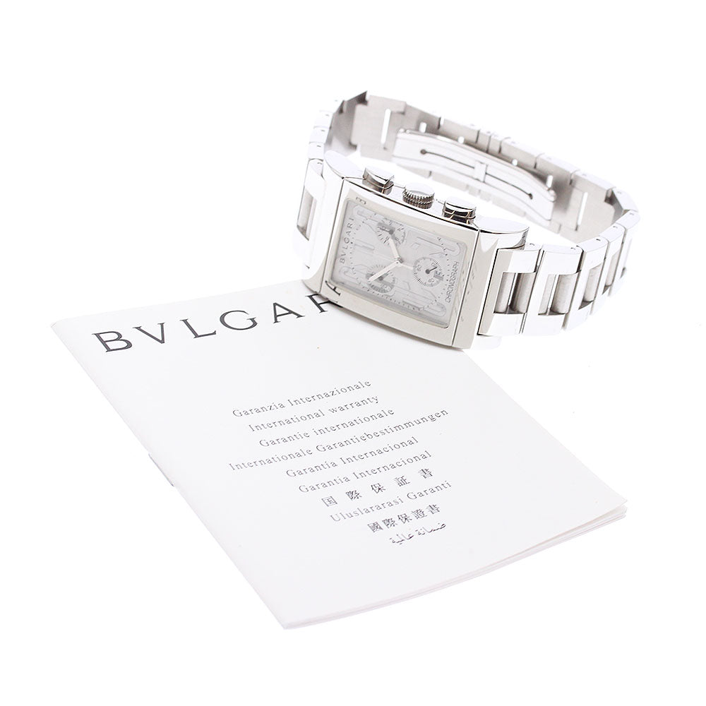 BVLGARI Rettangolo RTC49S Date Chronograph white Dial Quartz Men's Watch_932764