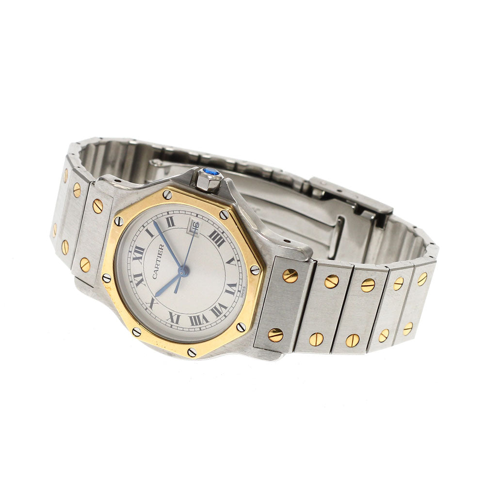 CARTIER Santos Octagon LM W2001583 Date beige Dial Quartz Men's Watch_932907
