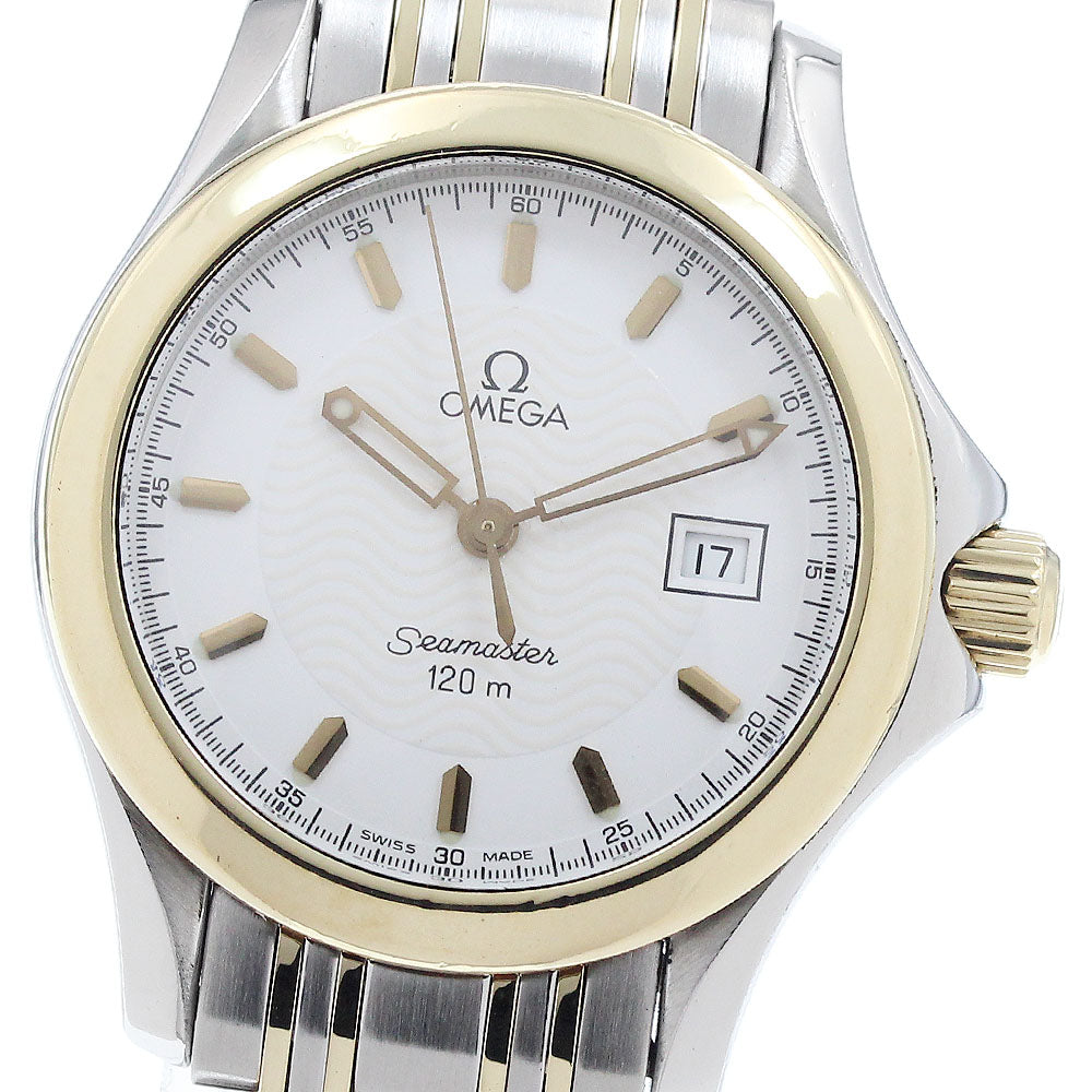 OMEGA Seamaster120 2371.21 YG 2 tone date white Dial Quartz Ladies Watch_932961