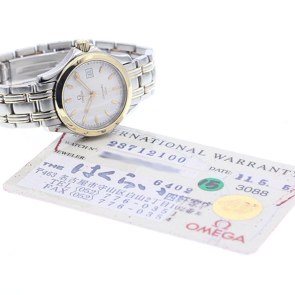 OMEGA Seamaster120 2371.21 YG 2 tone date white Dial Quartz Ladies Watch_932961
