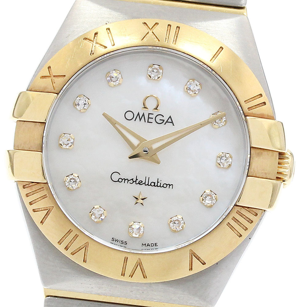 OMEGA Constellation 123.20.24.60.55.002 YG2 tone 12P diamond White shell Dial Quartz Ladies Watch_932965