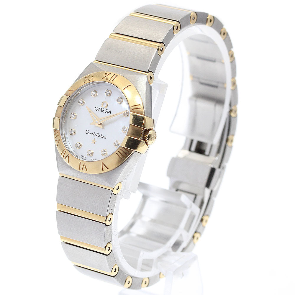 OMEGA Constellation 123.20.24.60.55.002 YG2 tone 12P diamond White shell Dial Quartz Ladies Watch_932965