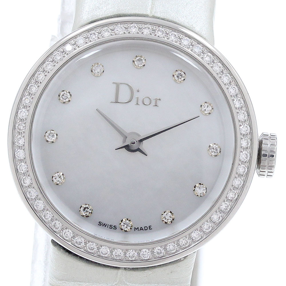 Dior La di de dior CD041111 Diamond bezel 12P diamond White shell Dial Quartz Ladies Watch_932970