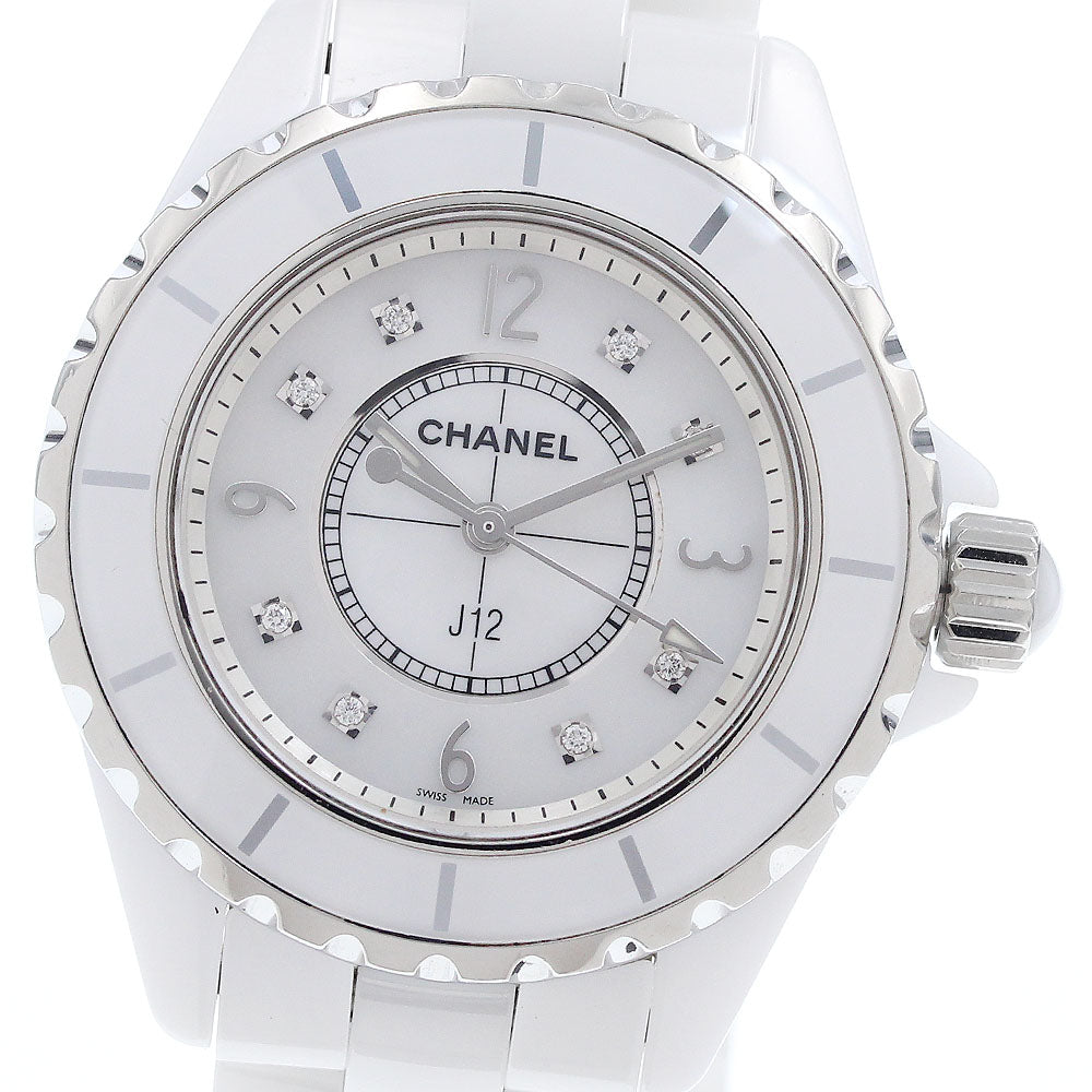 CHANEL J12 33mm H2422 White ceramic 8P diamond shell dial White shell Dial Quartz Ladies Watch_933064