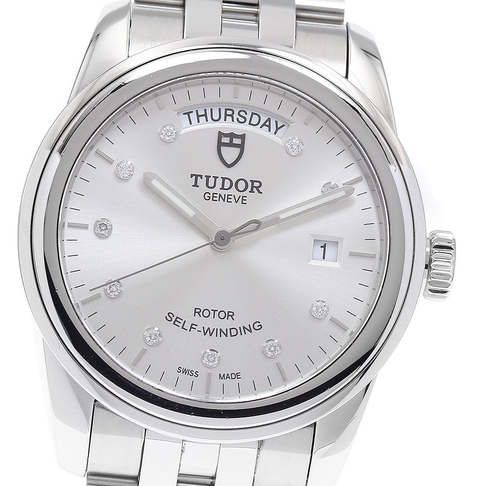 TUDOR Glamour 56000 Date Day 10P Diamond Silver Dial Auto Men's Watch_933146