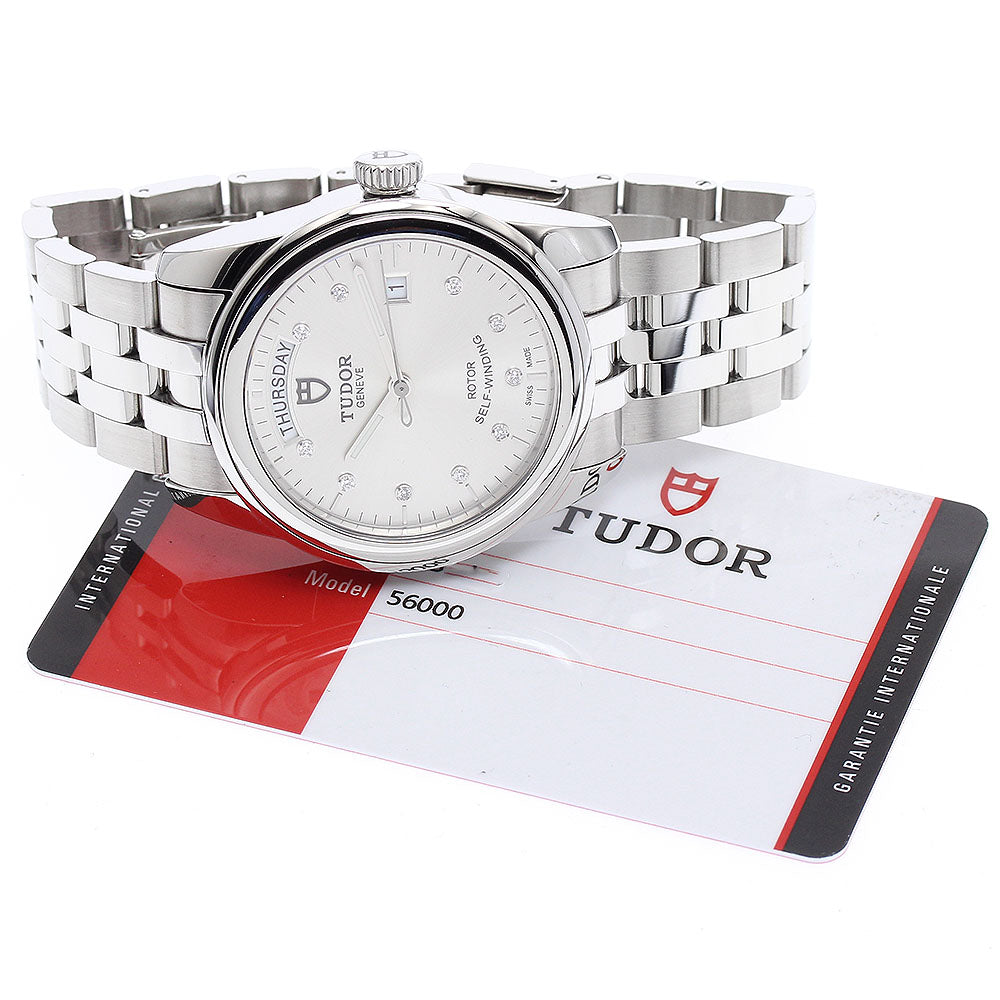 TUDOR Glamour 56000 Date Day 10P Diamond Silver Dial Auto Men's Watch_933146