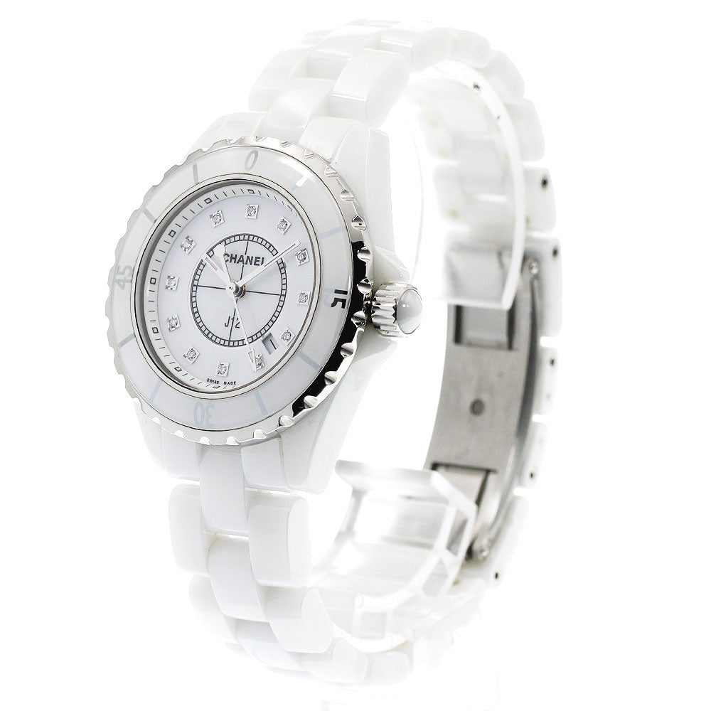 CHANEL J12 H1628 White ceramic 12P diamond white Dial Quartz Ladies Watch_933539