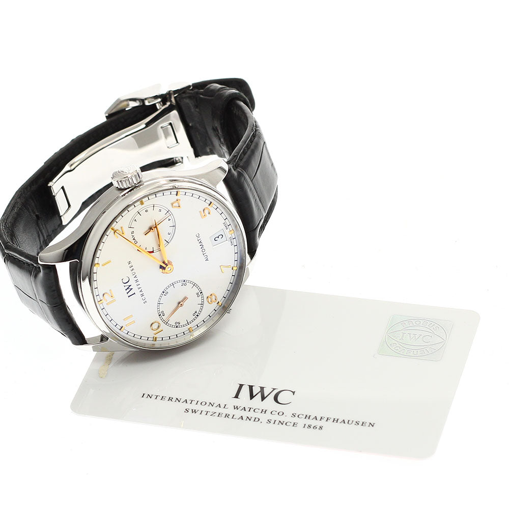 IWC SCHAFFHAUSEN Portugese IW500114 7 Days Date Silver Dial Automatic Men's Watch_933548