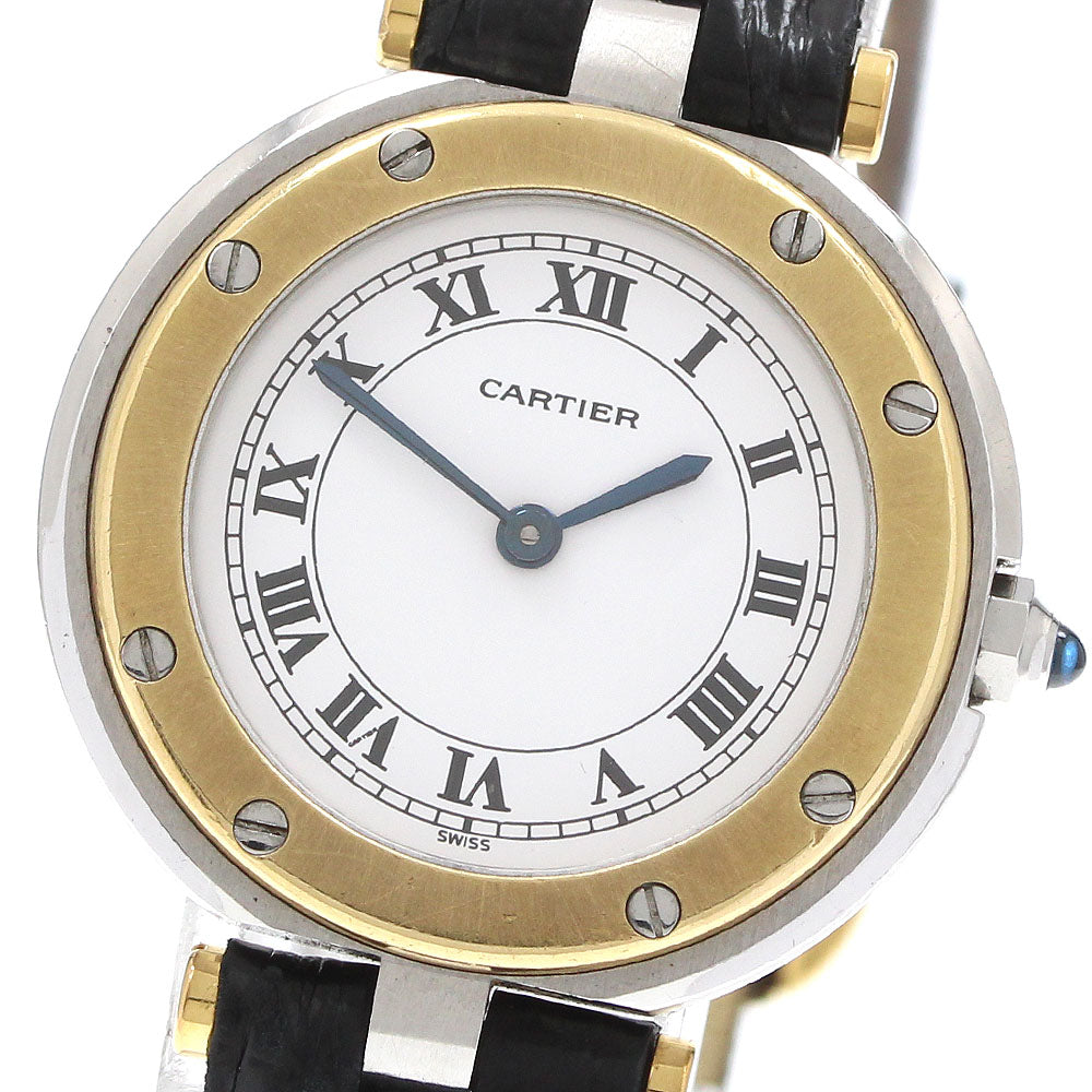 CARTIER Santos Round SM 84038243 YG bezel white Dial Quartz Ladies Watch_933572