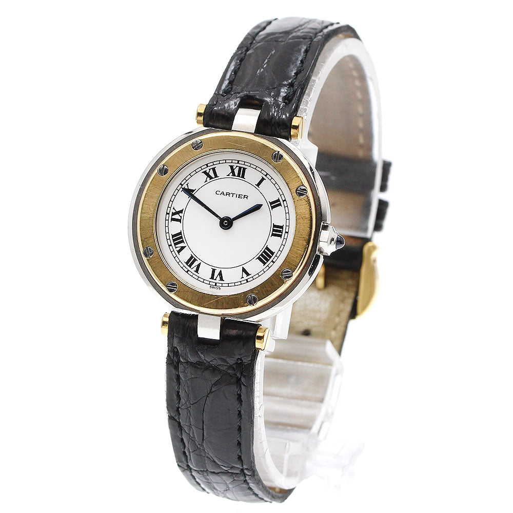 CARTIER Santos Round SM 84038243 YG bezel white Dial Quartz Ladies Watch_933572