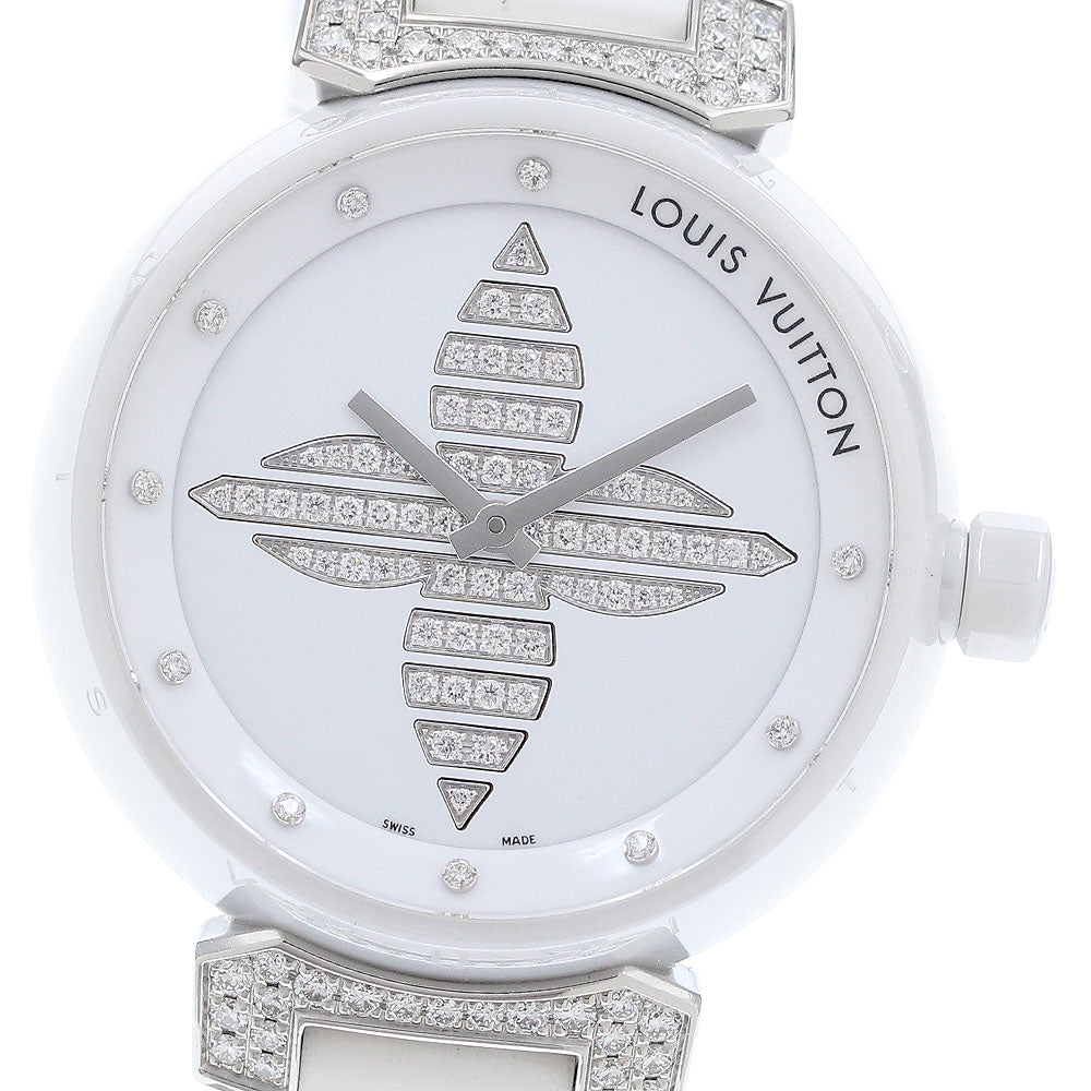 LOUIS VUITTON Tambour Forever Q13M4 10P lug diamond Quartz Ladies Watch_933845