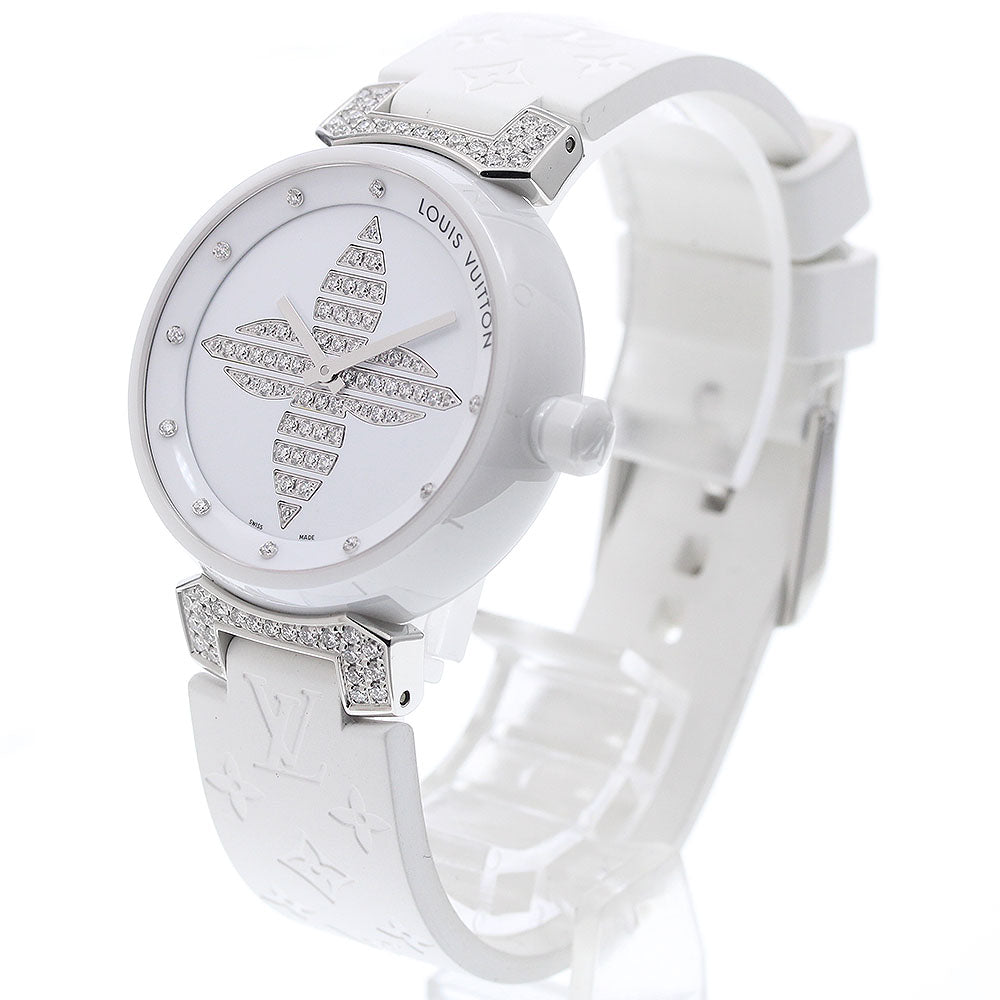 LOUIS VUITTON Tambour Forever Q13M4 10P lug diamond Quartz Ladies Watch_933845