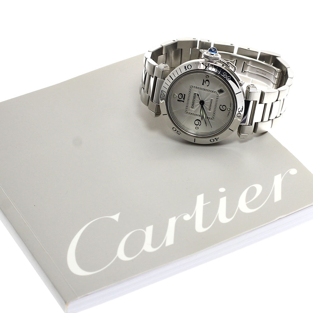 CARTIER Pasha 38mm W31031H3 Date Silver Dial Automatic Men's Watch_933857